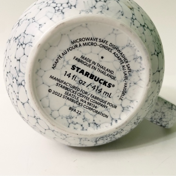 2022 Starbucks Ceramic 14oz  Coffee Tea Mug Cup White & Blue Stone Design - Picture 9 of 11